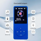 MP3 Player 32GB with Speaker Earphone Portable Mini Blue Music Player Support - Image 4