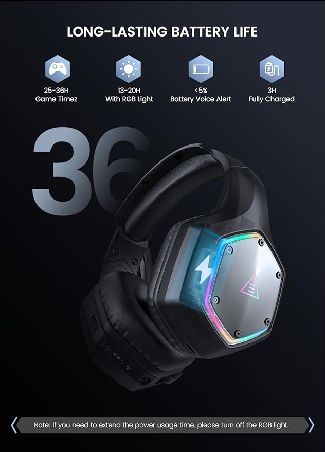 EKSA Wireless Gaming Headset, 2.4GHz USB Gaming Headphones - Image 5