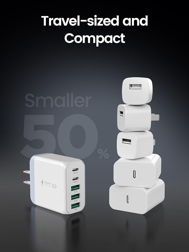 USB C Charger Block, Type C Charger Fast Charging, 50W 5-Port USB Wall Charger - Image 6