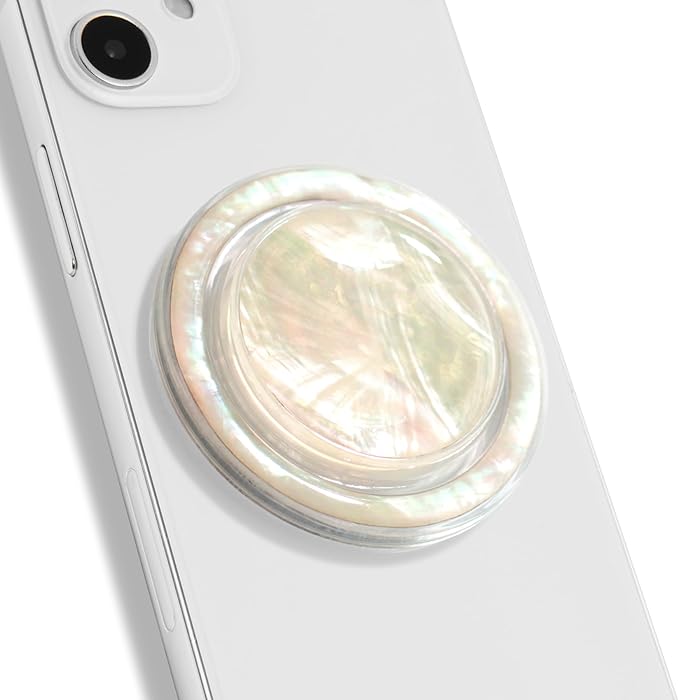 OnTheGrip Cute Natural Seashell Design Round Shape Collapsible Mobile Phone by OnTheGripofficial