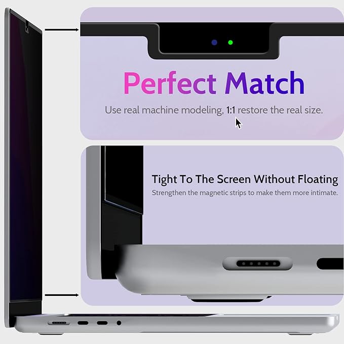 Magnetic Privacy Screen for MacBook Pro 14 Inch, Removable Matte Blue Light - Image 6