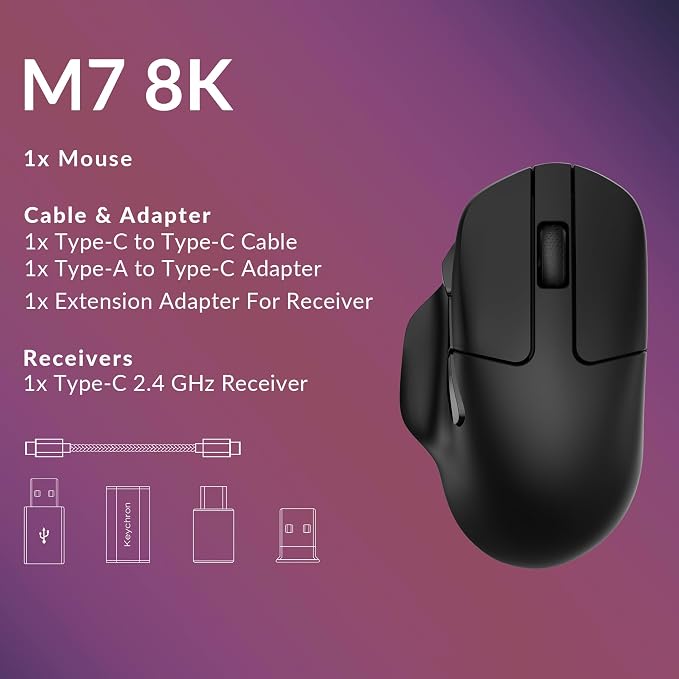 Keychron M7 8K Wireless Mouse, 30K DPI Optical Computer Mice, 2.4 - Image 9
