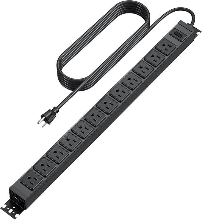 HHSOET 360° Rotating 12 Outlet Mountable Power Strip, Metal Gaming Table by HHSOET