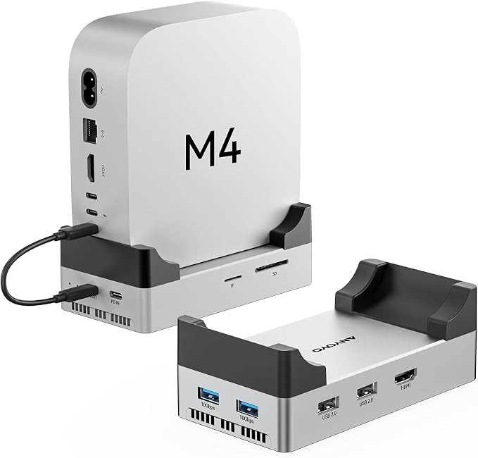 ANYOYO Mac mini M4 Dock and Stand, 10-in-1 Aluminum USB-C Hub - Image 9