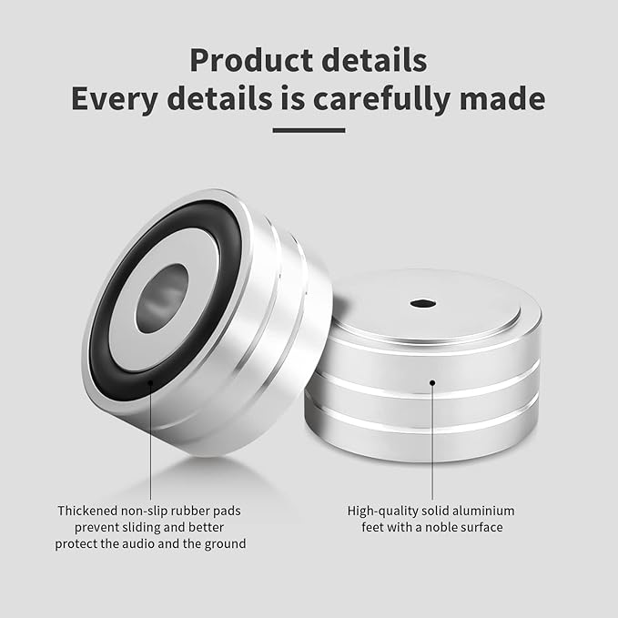 Audiocrast 4X Silver HiFi Speaker Isolation Feet Pad, Aluminum 40x20mm Audio - Image 7