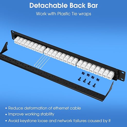 24 Port Keystone Patch Panel, 1U 19-inch RJ45 Network Patch Panel - Image 3