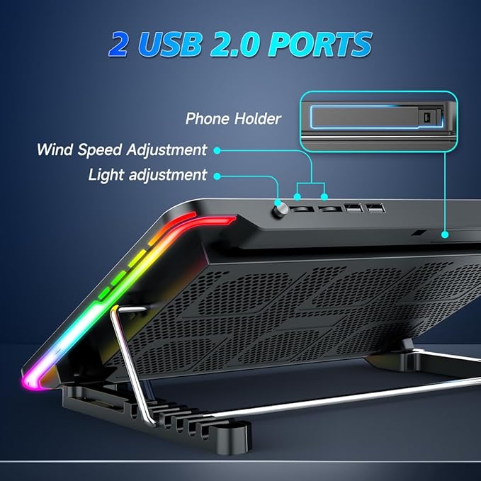 LIANGSTAR Laptop Cooling Pad, Laptop Cooler Gaming 5 Quiet Fans - Image 2
