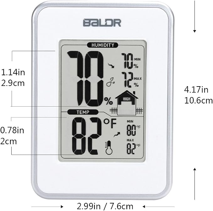 BALDR Digital Thermometer Hygrometer Monitor Indoor Temperature & Humidity Gauge - Image 2