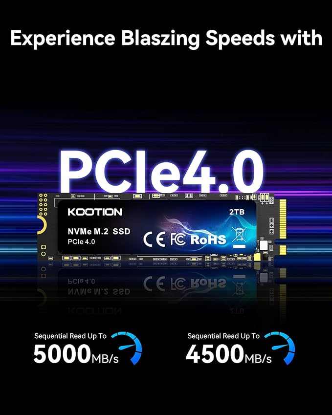 KOOTION 2TB NVMe Internal SSD PCIe 4.0, M.2 2280 NVMe Gen 4 Internal Solid - Image 3