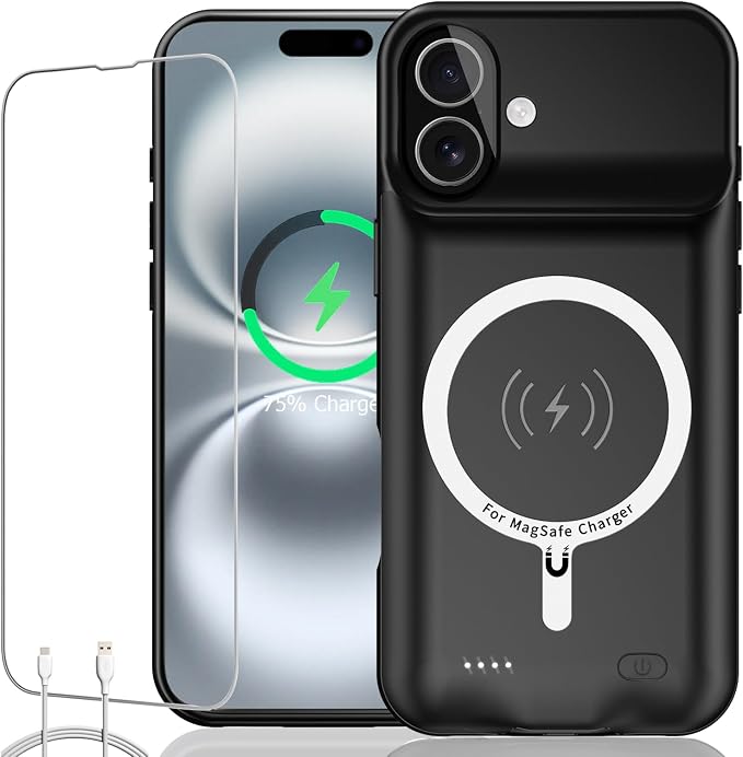 Battery Case iPhone 16 Plus, Upgraded 12000mAh Rechargeable Portable Extended by KCKEBLM
