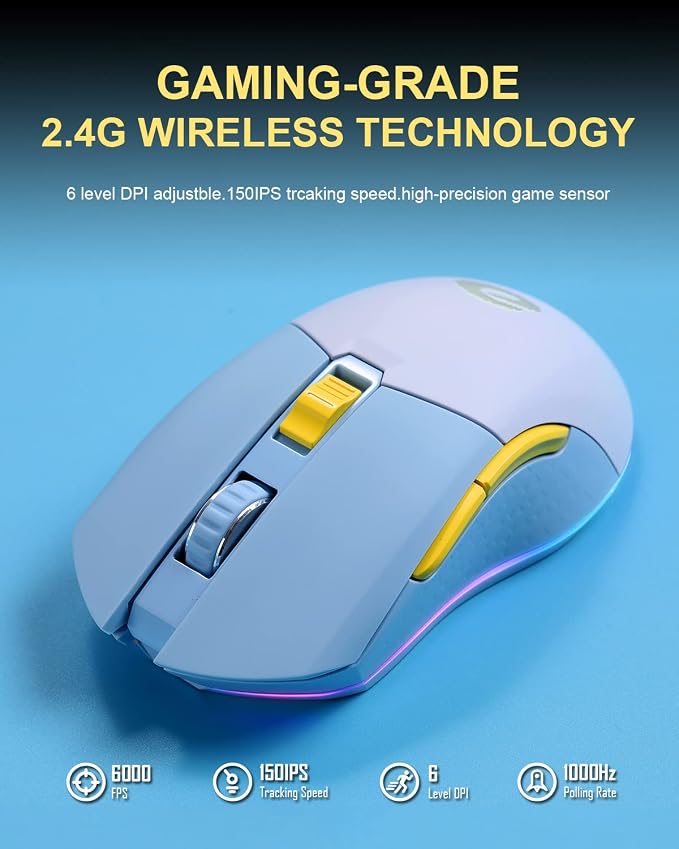 DAREU Wireless Wired Gaming Mouse Dual-Mode Rechargeable 7 Programmable Buttons - Image 5