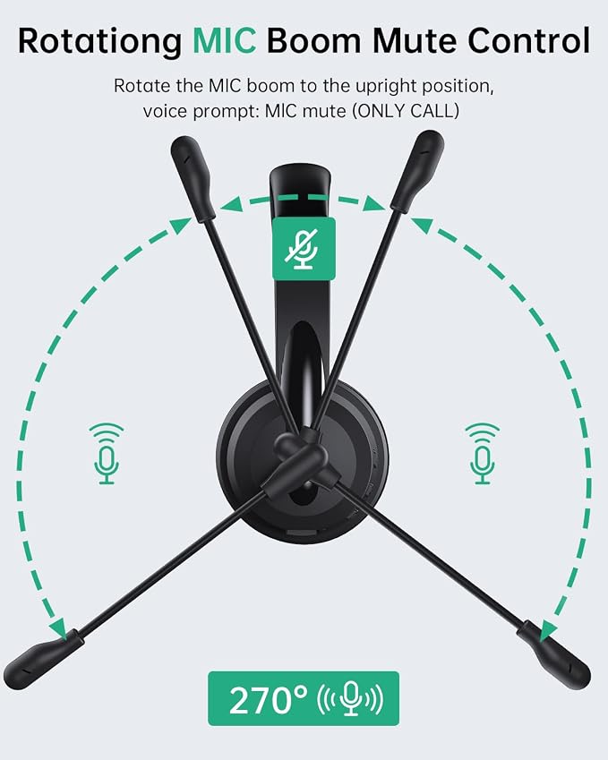 Wireless Headset with Mic for Work with AI Noise Cancelling Mic for Clear Calls - Image 7