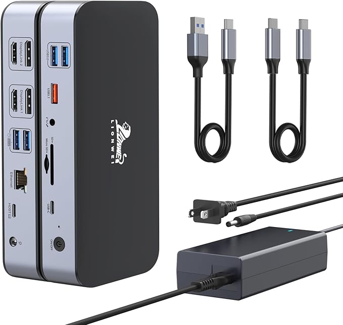 DisplayLink Docking Station, 15-in-1 DisplayLink Dock by LIONWEI