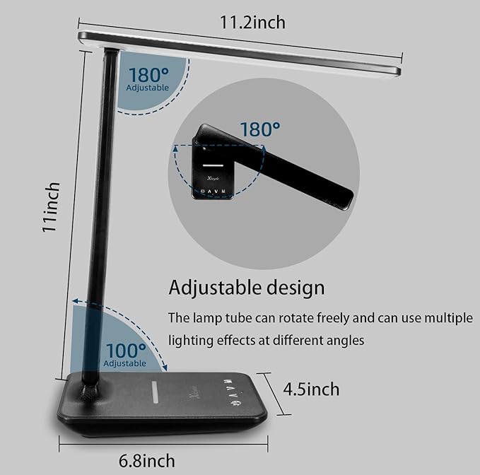 Desk lamp, LED Lamp with Wireless Charger, USB Charger Port, Touch Control - Image 6
