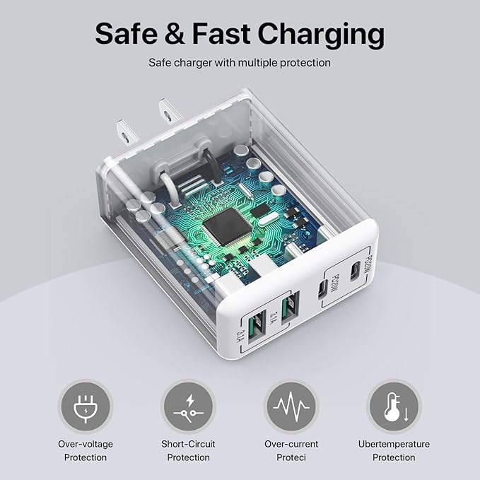 USB C Wall Charger, 40W 4-Port USB C Charger Block, Fast Charging Block Dual - Image 6