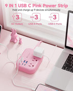 6 USB Pink Power Strip- 5Ft Extension Cord - Image 3
