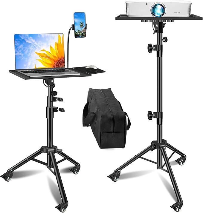 Projector Stand with Wheels, Laptop Tripod from 29" to 69" with Mouse Tray by GZGDLJQ