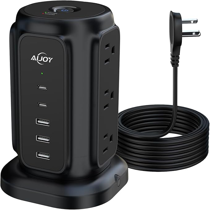 AiJoy Flat Plug Power Strip Tower by AiJoy