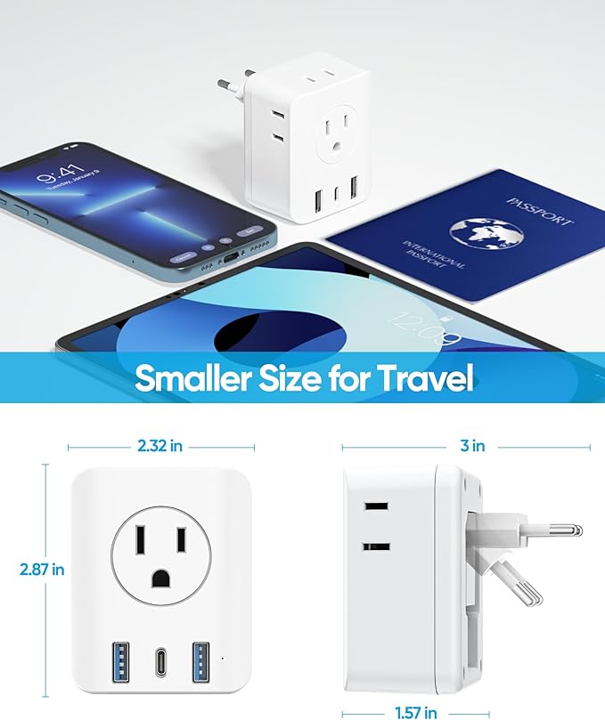 2 Pack European Travel Plug Adapter, Olcorife Foldable International Power - Image 5
