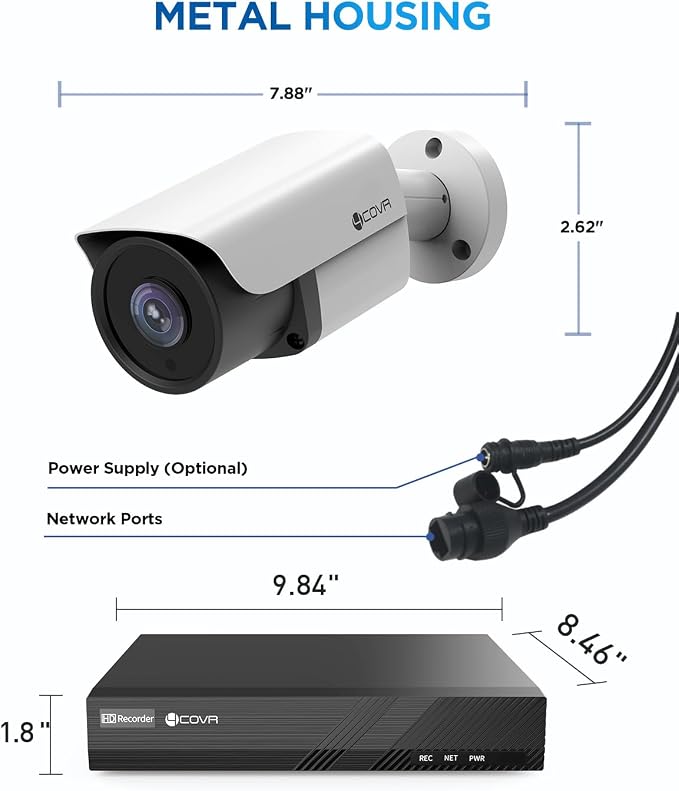 4COVR IP Security Camera System PoE Built-in Mic, 8CH 4K H.265 NVR - Image 9