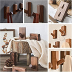 HomeDo 4Pack Adhesive Wall Hooks Hat Rack, Wooden Coat Hooks Wall Mounted - Image 6