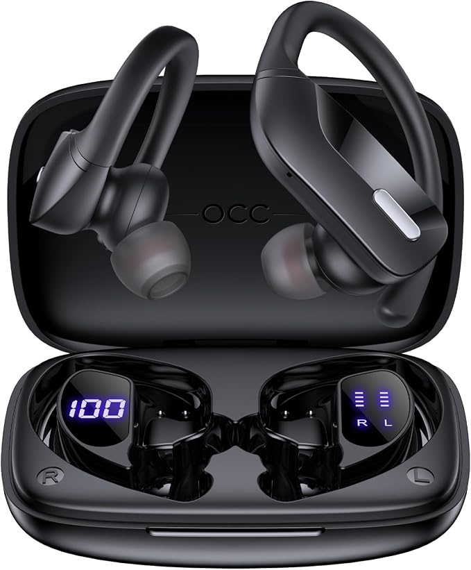 OCC Wireless Ear Hook Sport Earbuds, IPX5 Waterproof, 80H Playtime, Deep Bass by occ