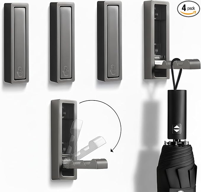 Folding Wall Hooks, 4 Pack Rustproof Zinc Alloy Folding Coat Hooks, Heavy Duty by Unknown
