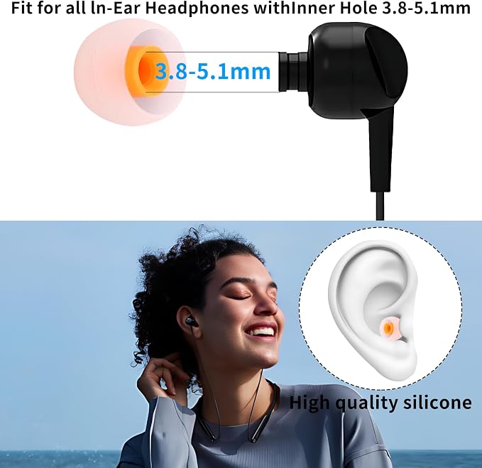 Earbud Tips Ear Bud Tips Soft Anti Slip Washable and Reusable Silicone - Image 4