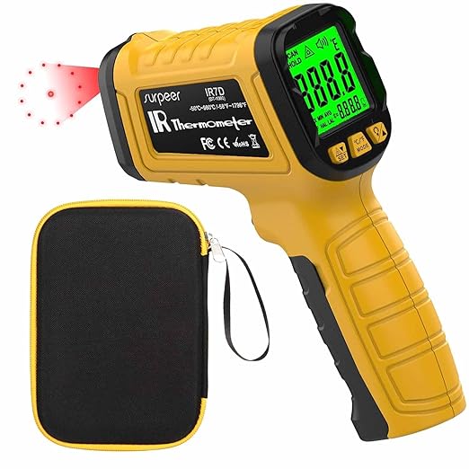 Infrared Thermometer Pyrometer Temperature Gun -58°F to 1796°F, 50:1 Distance by SURPEER