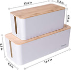 2 Pack Large Cable Management Box – Wooden Style Cord Organizer and Cover - Image 3