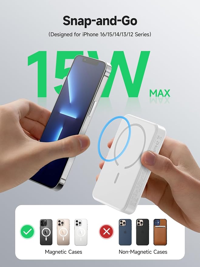 LVFAN for Magsafe Power Bank 10000mAh, Fast Charging Wireless Magnetic Portable - Image 2