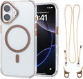 for iPhone 16 Case with 62.99 inch Lanyard, Classic Clear&Brown Magnetic Phone by QATYYY