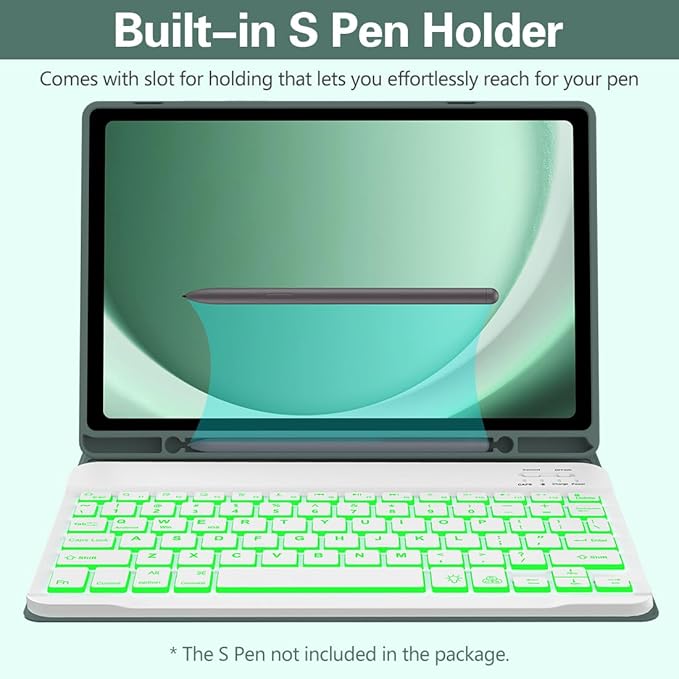 Keyboard Case for Samsung Galaxy Tab A9 Plus 5G 11 inch 2023, 7 Color Backlit - Image 5