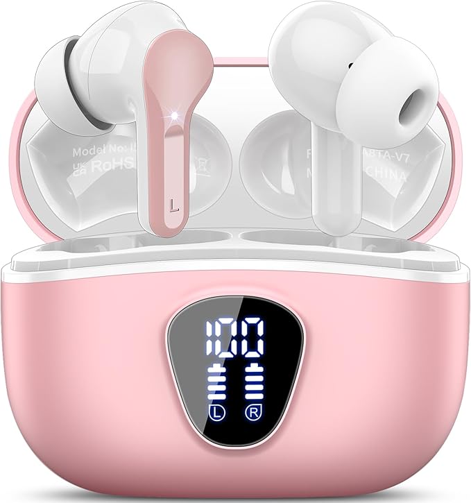 Wireless Earbuds, IP7 Waterproof in Ear Earphones, LED Display Ear buds by BESNOOW