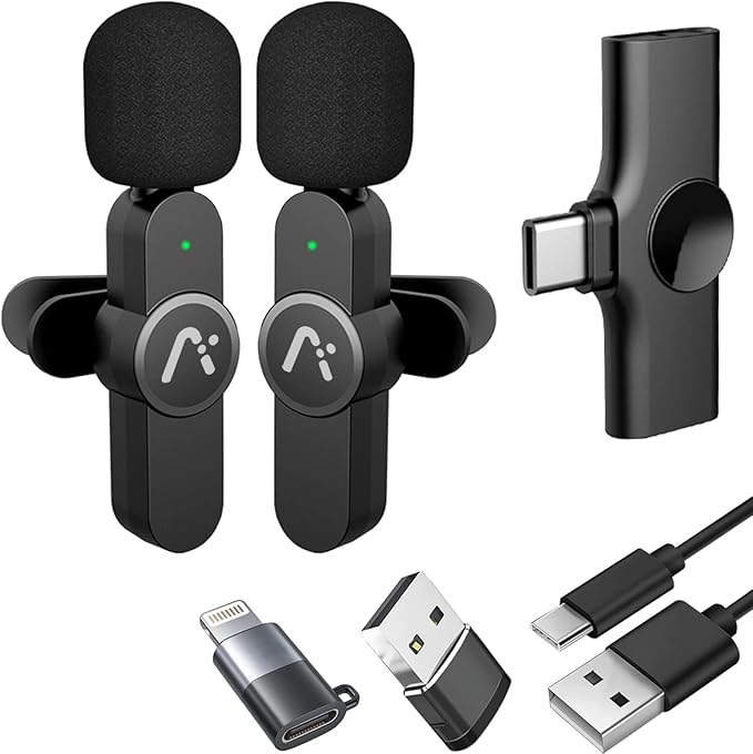 Wireless Mics, Wireless Clip on Microphones, Lapel Microphone A2d One Pair Two by Aisizon