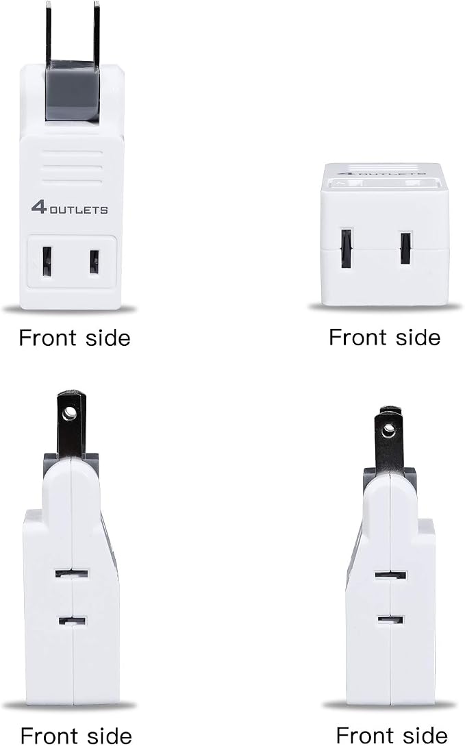 SYCON 2 Prong Swivel Wall Adapter, Electrical 4 Way Outlet Expander Plug - Image 2