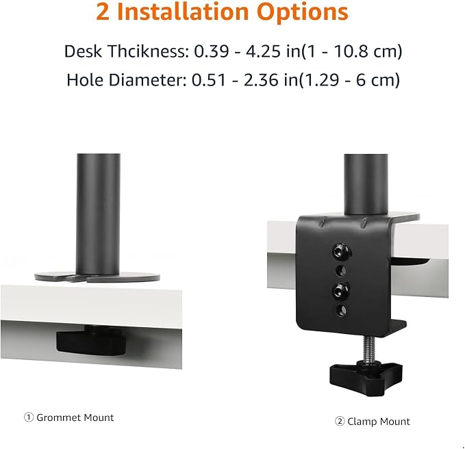 Amazon Basics Adjustable Dual Computer Monitor Arm Mount, Holds up to 32" - Image 5
