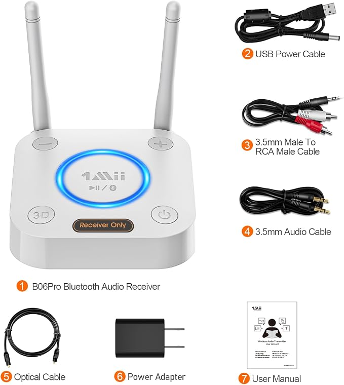 1Mii Bluetooth 5.1 Receiver, Long Range HiFi Bluetooth Audio Adapter w/ 3D - Image 8