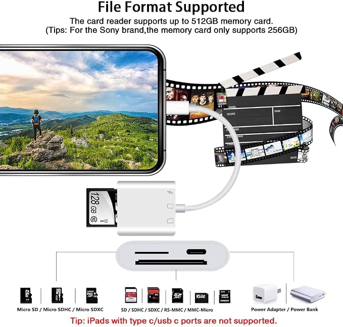 SD Card Reader for iPhone iPad, Micro SD Card Reader Memory Card Reader Plug - Image 6