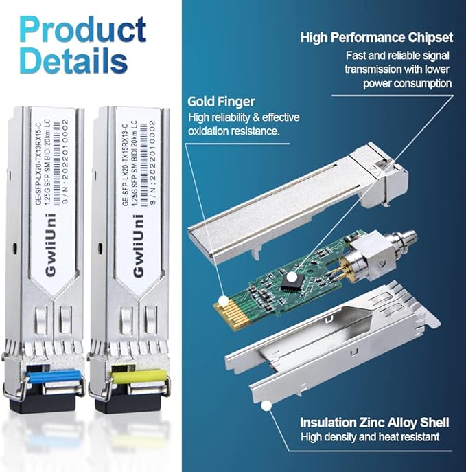 5 Pairs 1.25G BIDI SFP Single Mode Fiber Module Network Transceiver, LX SM - Image 3
