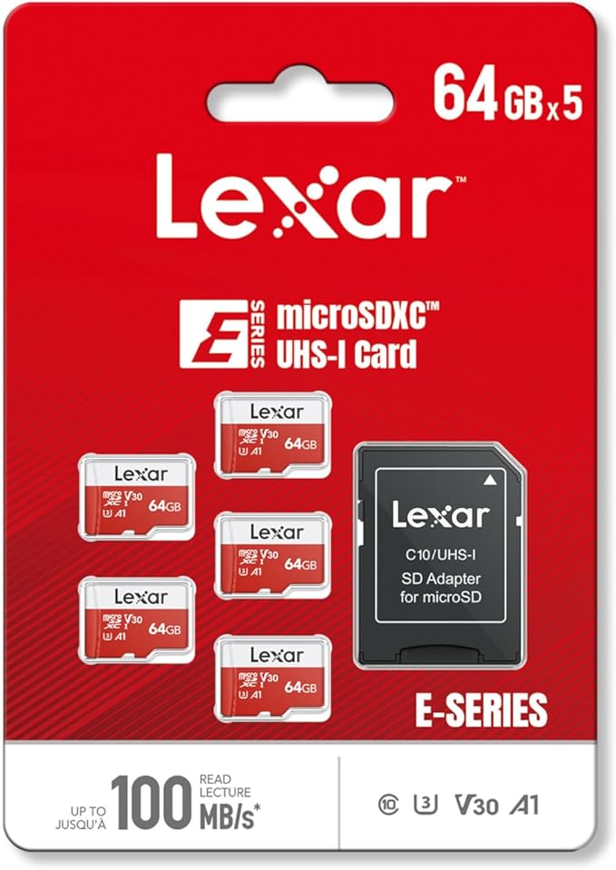Lexar E-Series 64GB Micro SD Card 5 Pack, microSDXC UHS-I Flash Memory Card - Image 10