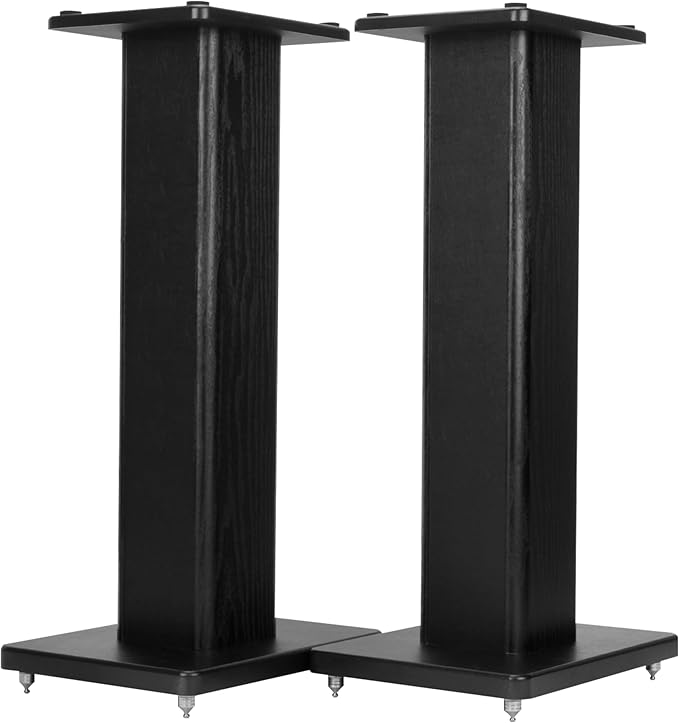 24 Inch Speaker Stands Wood Grain Universal Floor Speaker Stands Pair Heavy by bimiti
