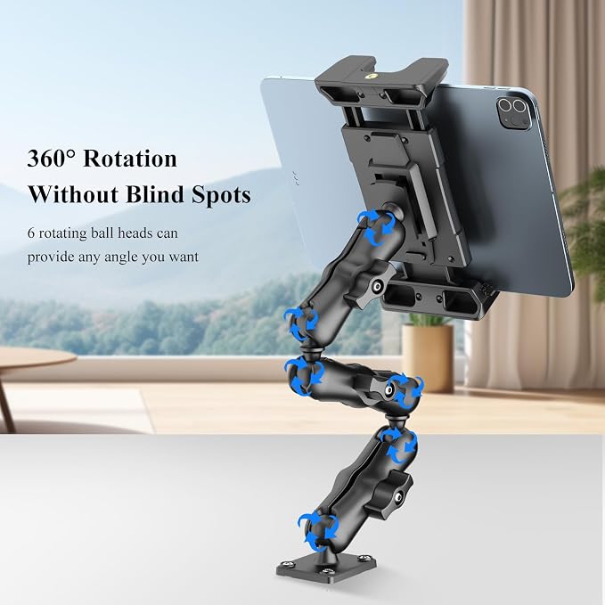 OHLPRO Heavy Duty Drill Base Tablet Mount Holder, 360° Adjustable iPad Mount - Image 4