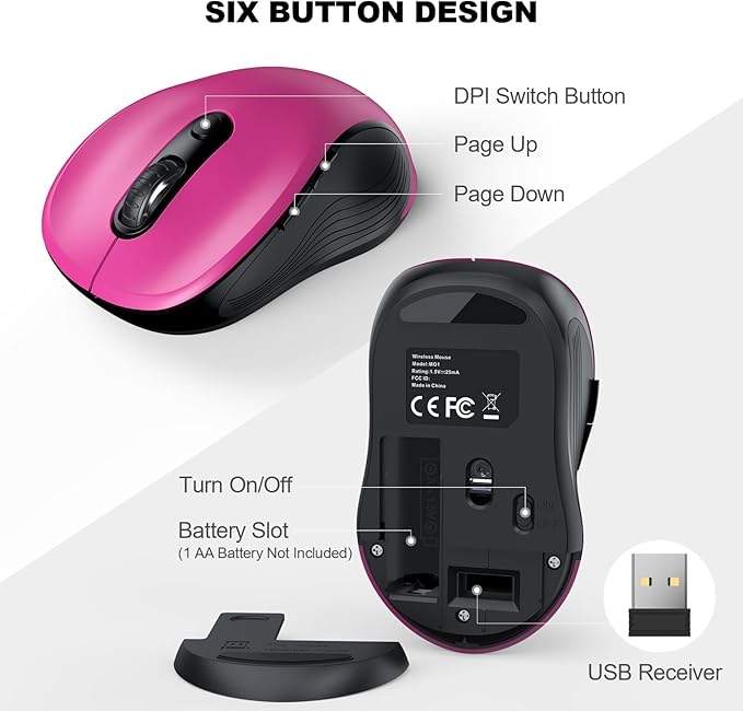 WisFox 2.4G Wireless Mouse for Laptop, Ergonomic Computer Mouse - Image 5