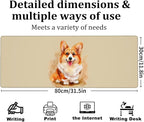 Watercolor Corgi Gaming Mouse Pad, Large Office Desk Mat, Anti-Slip Rubber Base - Image 3