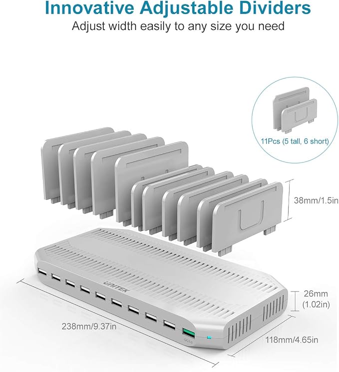 Unitek Charging Station for Multiple Devices, USB Charging Dock - Image 2