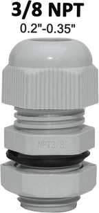 20 Pcs 3/8" NPT Nylon Cable Glands, IP68 Waterproof Adjustable Cord Grip Cable - Image 2