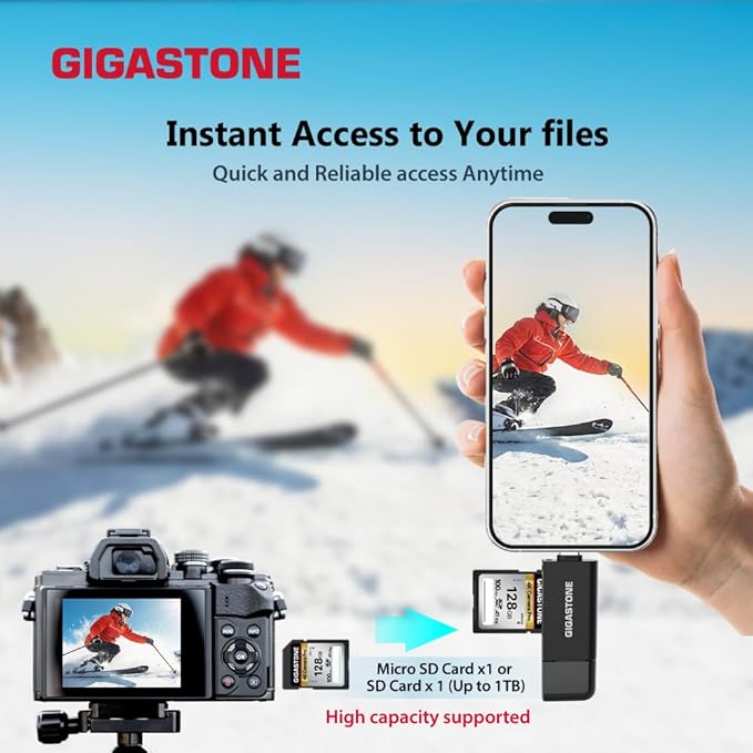 GIGASTONE SD Card Reader 2-Pack, 5-in-1 USB-A/USB-C Card Reader, Dual Slot - Image 4