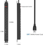 2Pack Rotating Mountable Power Strip, 12 Outlet Wall Mount Surge Protector - Image 3