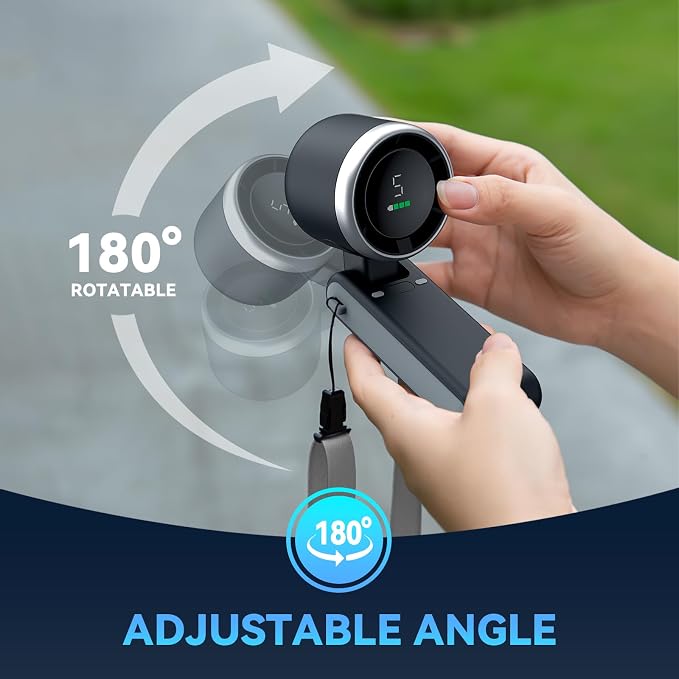 Portable Handheld Turbo Fan, 5 Gear Wind, Battery Operated, 3 IN 1 Hand Fans - Image 6